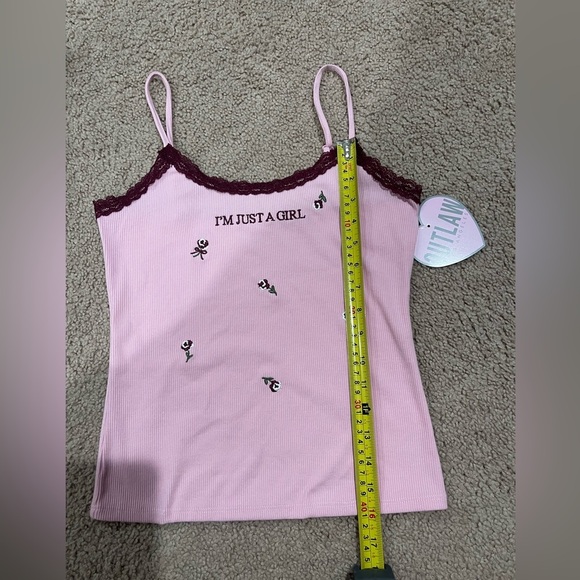 OUTLAW Y2k Retro Lace Trim Embroidered Cami Tank Top - Picture 5 of 7